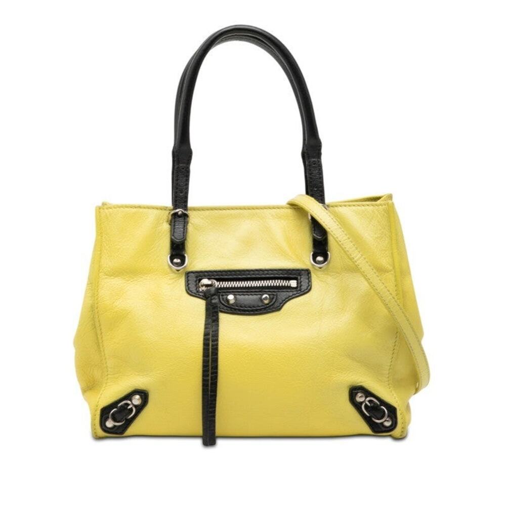 Balenciaga Paper Mini Leather Shoulder Bag Yellow